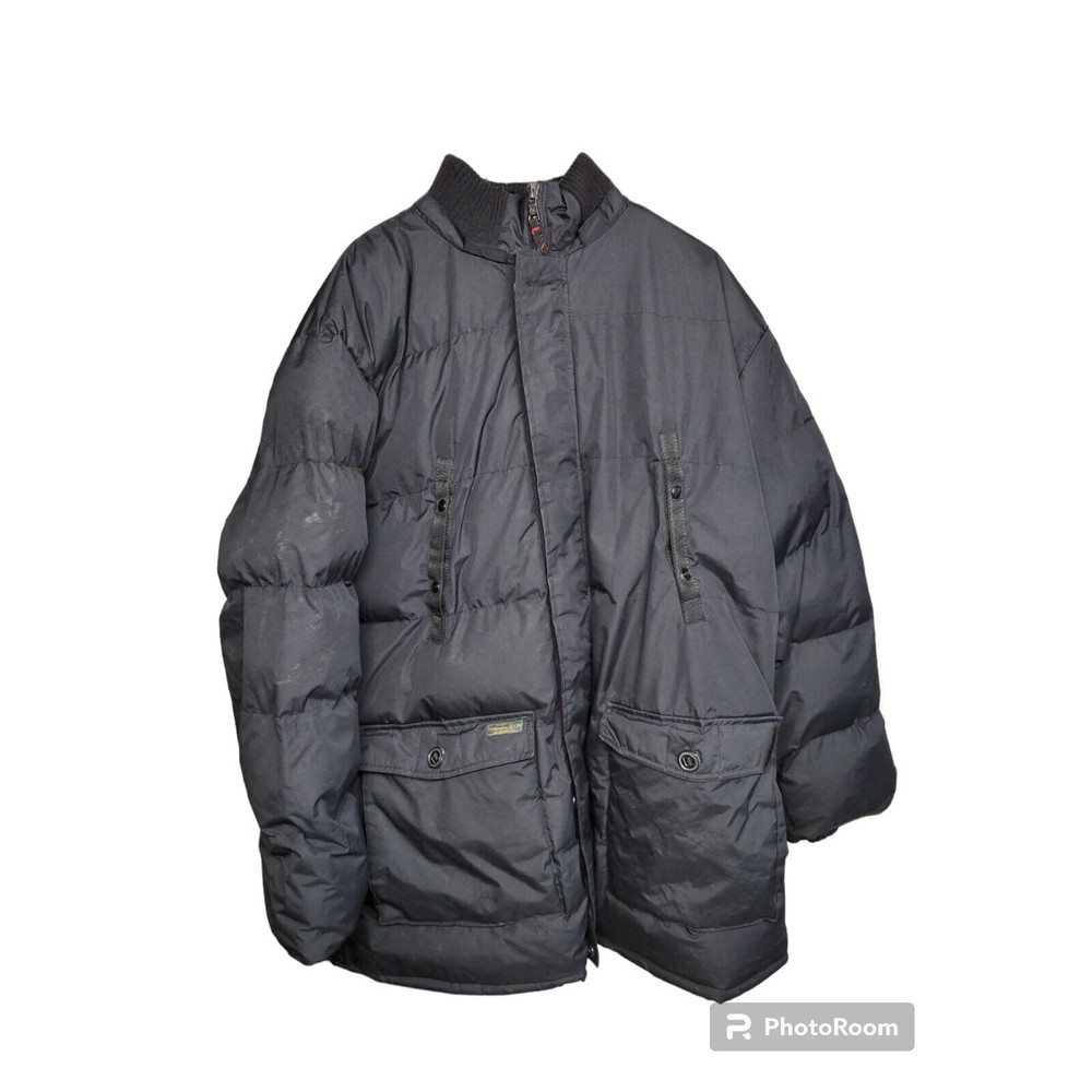 J. Whistler Men's SZ 4XL Coat Jacket Heavy Black 9 Pockets Water Resistant Flaws